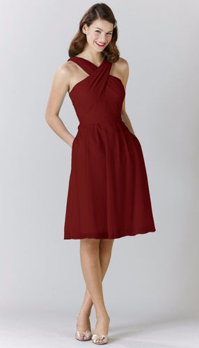 Claret|Audrey Chiffon Bridesmaid Dress