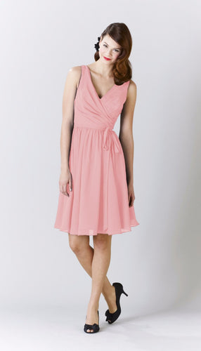 Coral|Chloe Chiffon Bridesmaid Dress