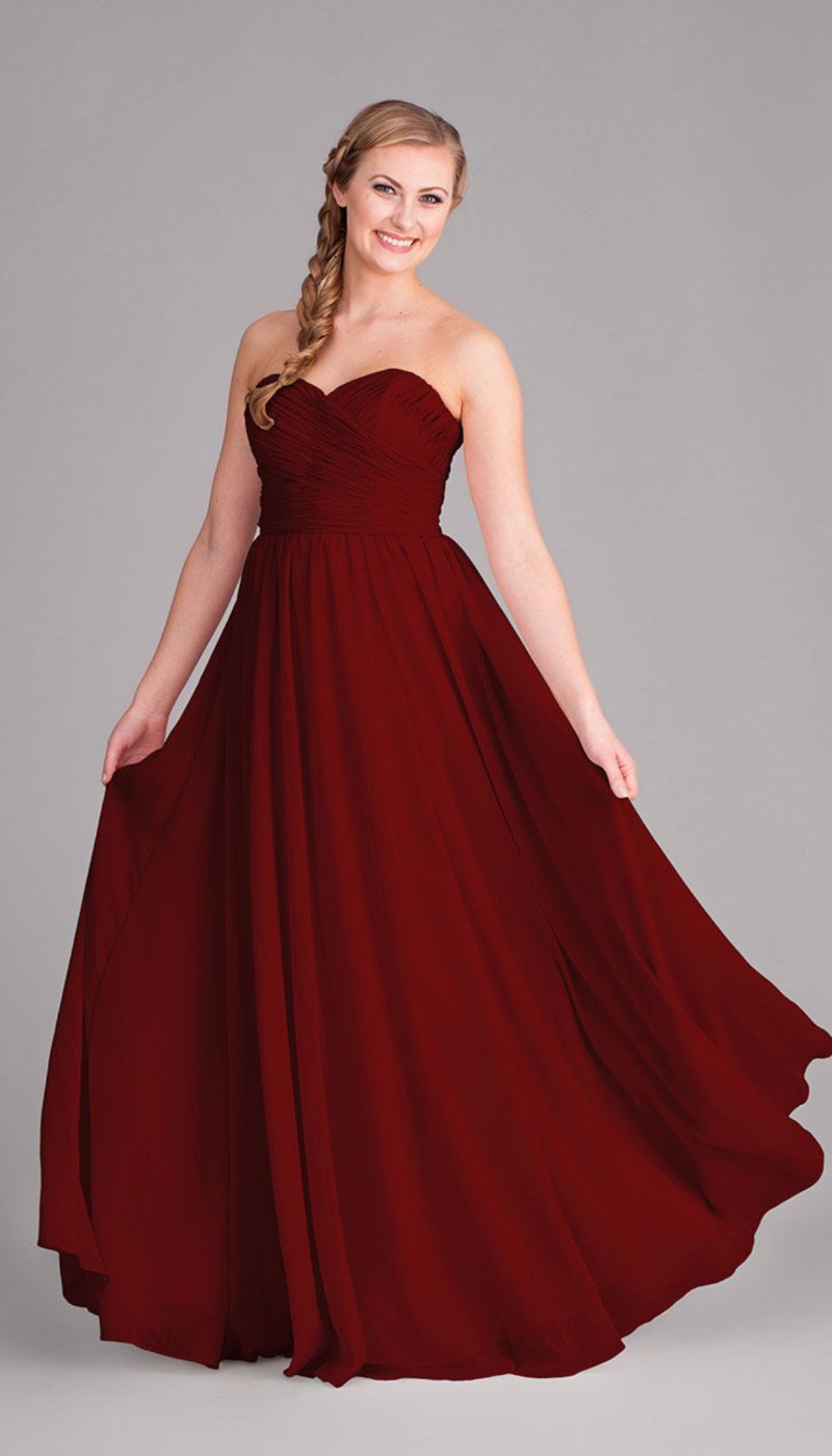 Claret|Emma Chiffon Bridesmaid Dress