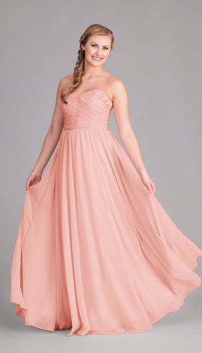 Peach|Emma Chiffon Bridesmaid Dress